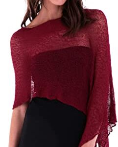 Poncho de punto ligero granate