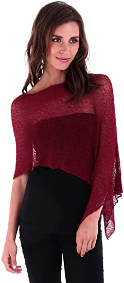 Poncho de punto ligero granate