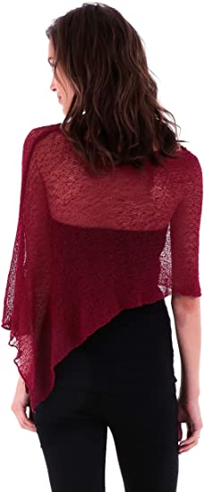 Poncho de punto ligero granate - Imagen 5