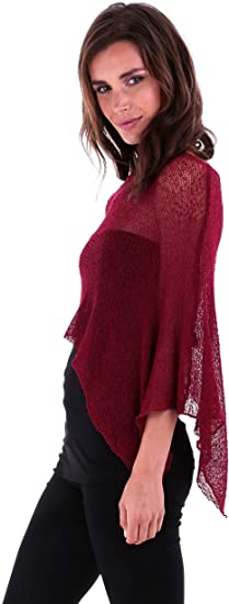 Poncho de punto ligero granate - Imagen 3