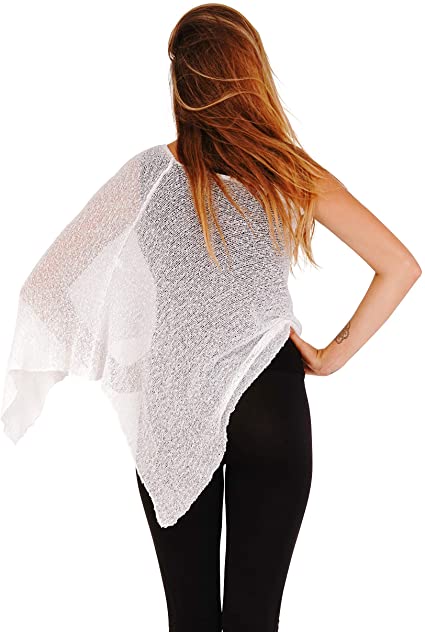 Poncho de crochet blanco - Imagen 4