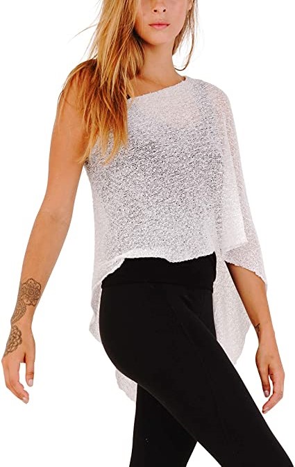 Poncho de crochet blanco - Imagen 2