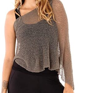 Poncho de punto de ganchillo ligero Brown