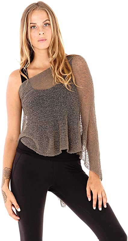 Poncho de punto de ganchillo ligero Brown