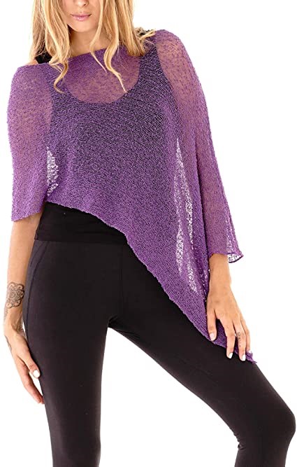 Poncho de crochet violeta - Imagen 3