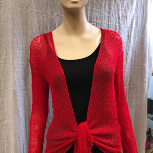 Chaqueta de punto de ganchillo ligero roja