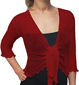 Chaqueta corta de crochet roja