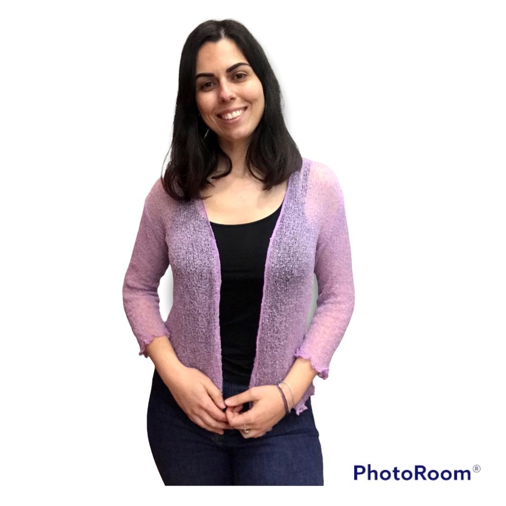 Chaqueta corta lila de crochet - Imagen 2