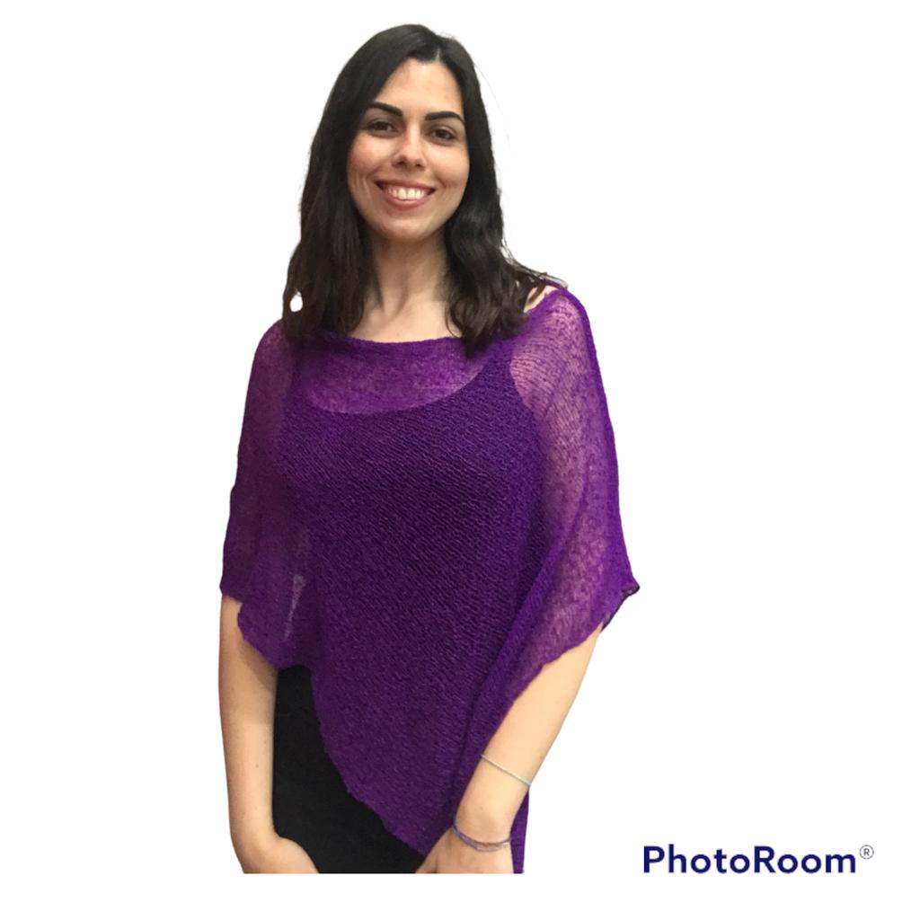 Poncho de crochet violeta - Imagen 2