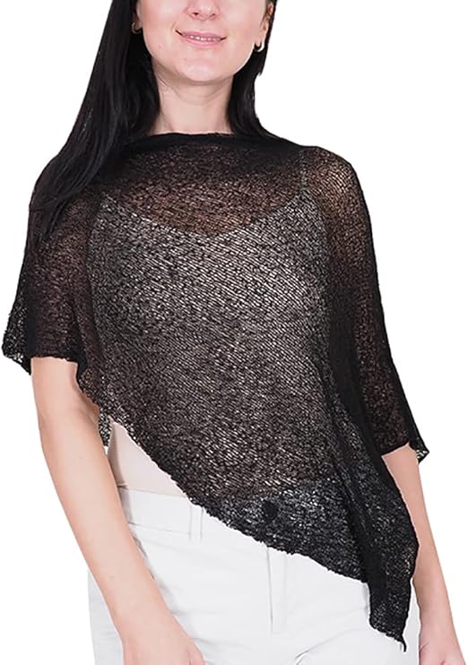 Poncho de crochet negro - Imagen 3