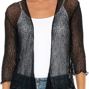 Chaqueta punto de ganchillo ligero negra